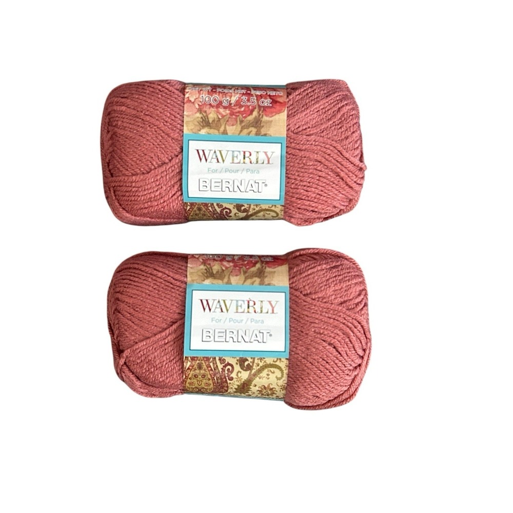 Bernat Waverly Acrylic Yarn 55425 Bitter Rose 100g 3.5oz‎ Lot of 2 Discontinued